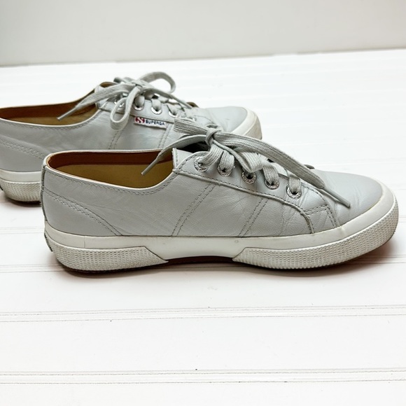 Superga light gray leather lace up sneakers 38 - Picture 8 of 10